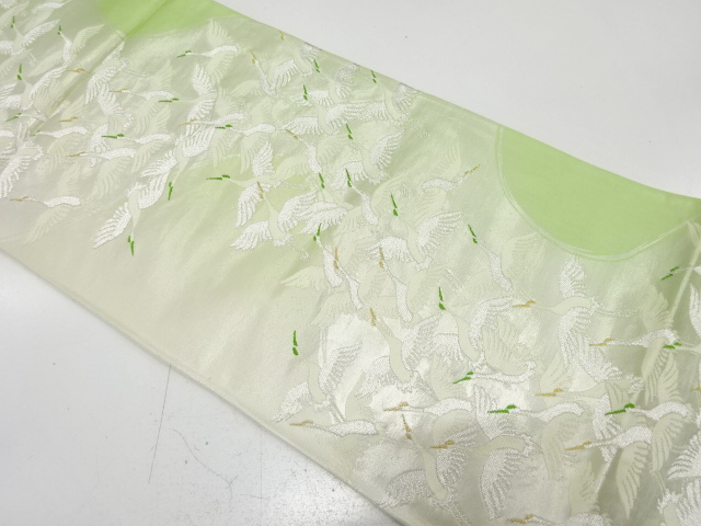 アンティーク　群鶴模様織り出し袋帯（材料）